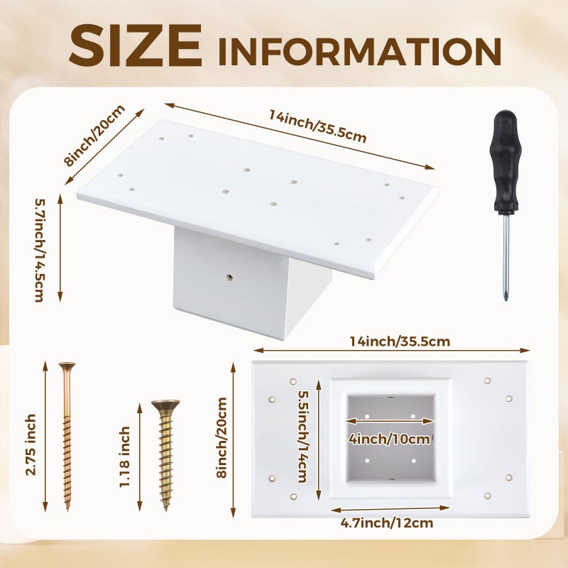 Threehoney Outdoor Little Library Mount 14x8x5.91 Inch Stable Wood Storage Box Bracket Holder Suitable for 4x4 Post with Mounting Accessories for Community Cabinet Lending Library Box(White) - Image 2
